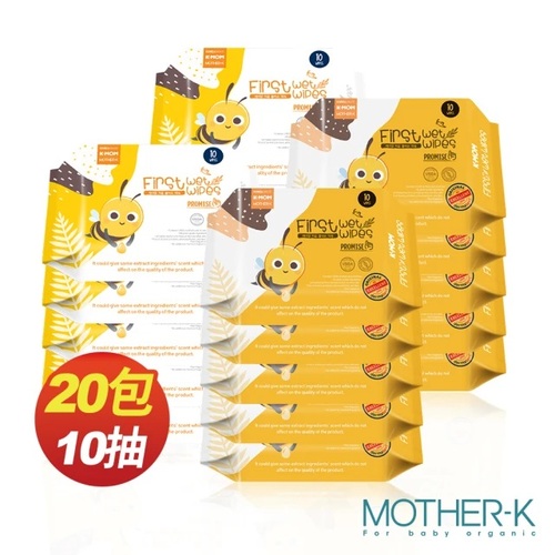 MOTHER-K 自然純淨嬰幼兒濕紙巾-基本輕巧款10抽20包  |全新商品