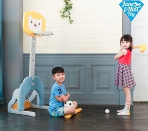 【JN.Toy】3合一多功能運動籃球架(獅子)  |嬰幼玩具|溜滑梯｜遊戲球屋｜跳跳馬