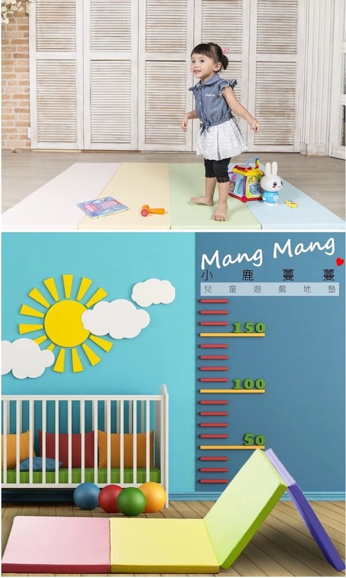 Mang Mang小鹿蔓蔓-兒童摺疊遊戲地墊(4cm) S粉嫩色/糖果色