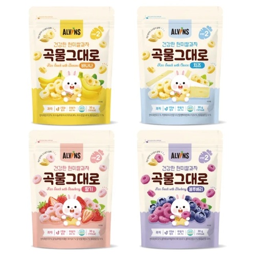韓國ALVINS愛彬思-糙米加鈣餅30g(草莓/藍莓/起司/香蕉)  |寶寶食品|餅乾｜米餅｜糖果