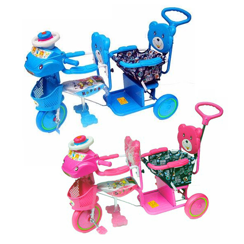 雙人三輪車(藍/粉)  |嬰幼玩具|滑板車｜腳踏車｜防撞防摔配件