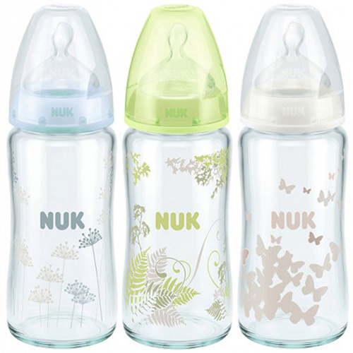 NUK寬口玻璃彩色奶瓶240ml-附1號中圓產品圖