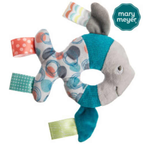 美國Mary Meyer 標籤手搖鈴-幾何曼波魚  |嬰幼玩具|嬰幼兒成長玩具
