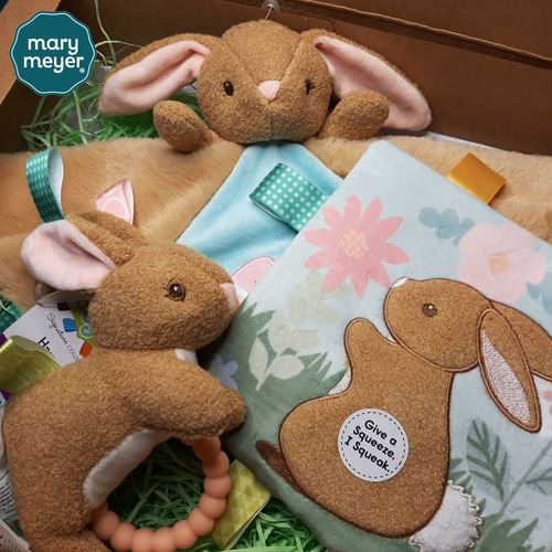 【MaryMeyer】典雅精緻彌月禮盒－小麥兔（手搖鈴、沙沙紙、安撫巾）示意圖