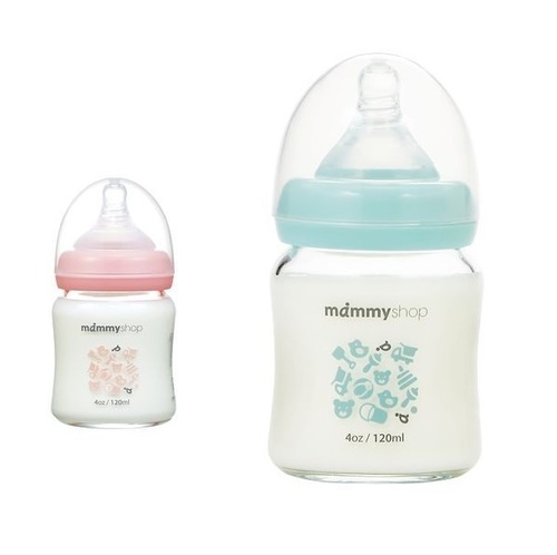 媽咪小站 MAMMY SHOP 母感體驗2.0玻璃哺育奶瓶寬大口徑120ml  |寶寶哺育|奶瓶｜奶嘴｜配件