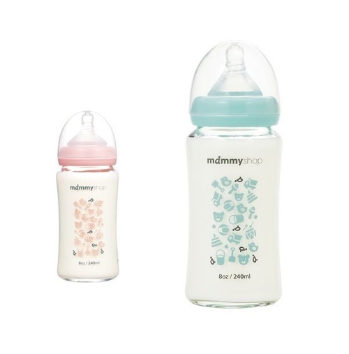 媽咪小站 MAMMY SHOP 母感體驗2.0玻璃哺育奶瓶寬大口徑240ml  |寶寶哺育|奶瓶｜奶嘴｜配件