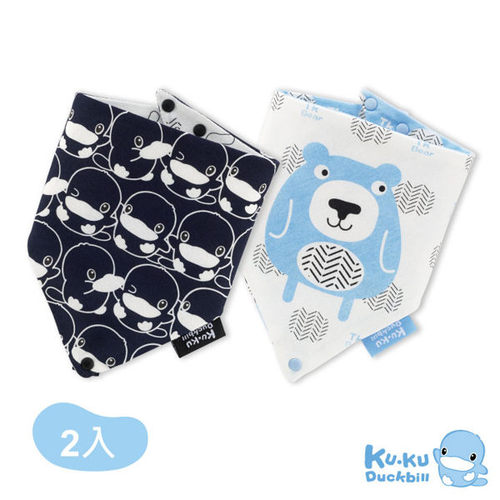 KU KU 酷咕鴨 三角扣帶領巾-霸氣灰熊(2入)產品圖
