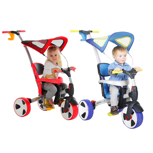 【ROLLPLAY】 四合一多功能三輪車(藍/紅)  |嬰幼玩具|滑板車｜腳踏車｜防撞防摔配件