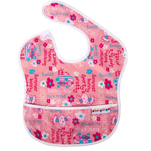 Baby City 防水圍兜-粉色兔子(6個月-2歲)  |寶寶哺育|圍兜｜圍兜夾｜畫畫衣