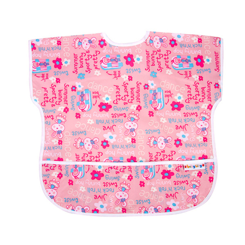 Baby City 防水短袖圍兜-粉色兔子(1-3歲)產品圖