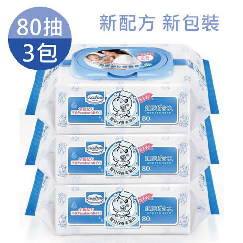 Baan貝恩 - 全新配方 嬰兒保養柔濕巾/80pcs/3入  濕紙巾示意圖