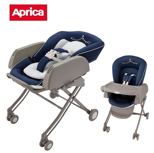 Aprica 愛普力卡 手動餐搖椅 YuraLism Smart標準款(0-4歲手動安撫餐搖床椅)藍海樂園