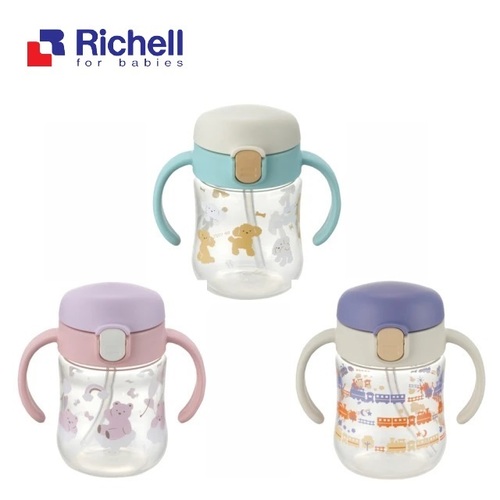 日本 Richell 利其爾-TLI布逗兒/熊愛尼/德勒斯_鴨嘴吸管水杯200ML(TLI三代系列新品上市)