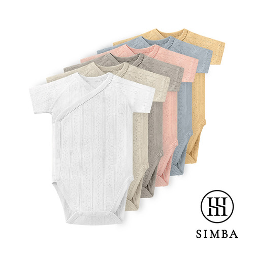 Simba小獅王辛巴 Air Upper 透氣棉開襟包屁衣60cm/70cm(短袖)｜包屁衣｜寶寶內著｜寶寶衣服｜連身裝  |棉紡衣著|寶寶初生肚衣｜褲｜連身衣｜套裝