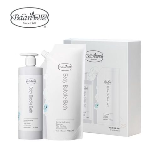 Baan 貝恩嬰兒泡泡香浴組（500ml+800ml補充包)｜沐浴禮盒  |清潔護膚|沐浴乳｜洗髪乳｜香皂