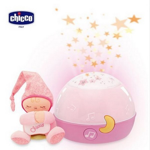 Chicco舒眠星星投射夜燈-粉紅  |嬰幼玩具|床邊音樂鈴｜吊掛玩具