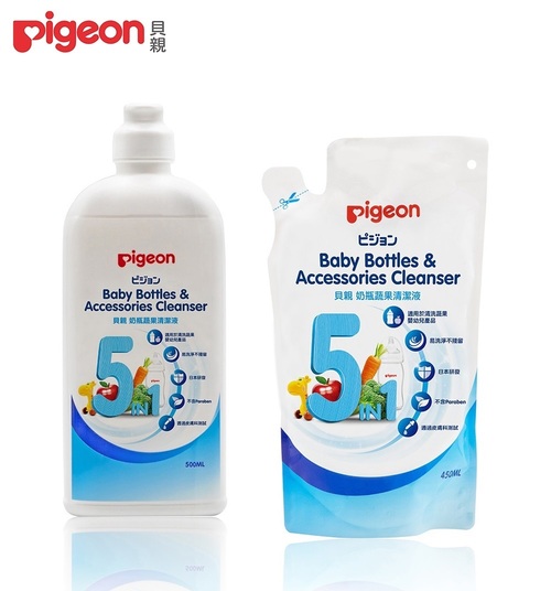 Pigeon貝親-奶瓶蔬果清潔液瓶裝500ml+補充包450ml產品圖