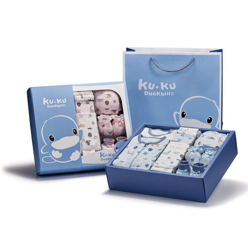 KUKU酷咕鴨北歐迷境森林豪華包巾禮盒-16件組(粉/藍)  |禮盒專區|彌月禮盒