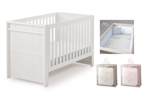 BeBe Deluxe 嬰兒大床-純淨白+泡棉墊+歐式寢具組示意圖