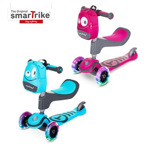 SmarTrike T1炫亮我行3 steps滑步車 - 天藍/桃紅(附贈小背包x1)產品圖