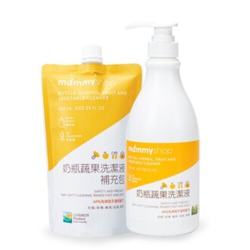 媽咪小站 mammyshop 奶瓶蔬果洗潔液800ml+補充包600ml  |寶寶哺育|奶瓶刷｜清潔用品